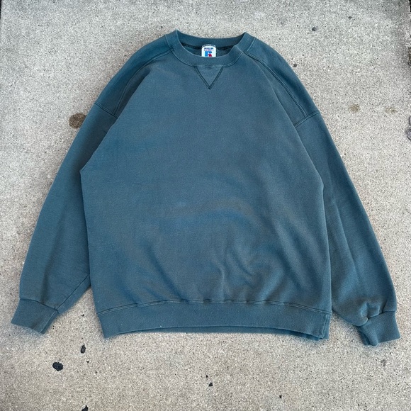 Vintage 90s Russell Athletic Blank Streetwear Crewneck Made in USA Sweatshirt XL - Picture 1 of 12